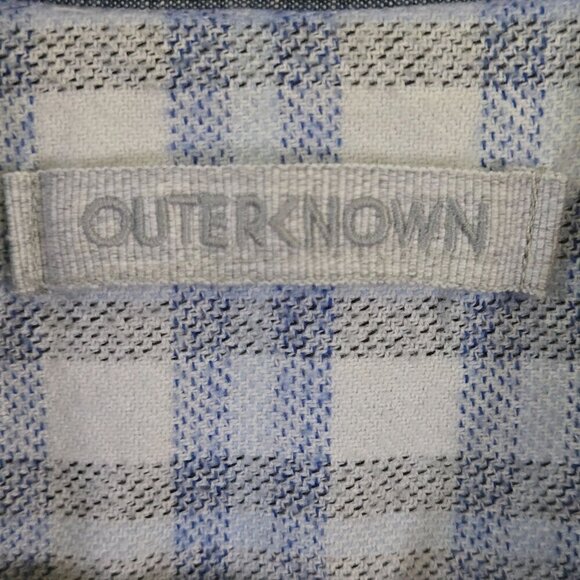 Outerknown Plaid Button-Up Flannel Shirt Organic Cotton Blue Plaid Size L - Picture 4 of 5